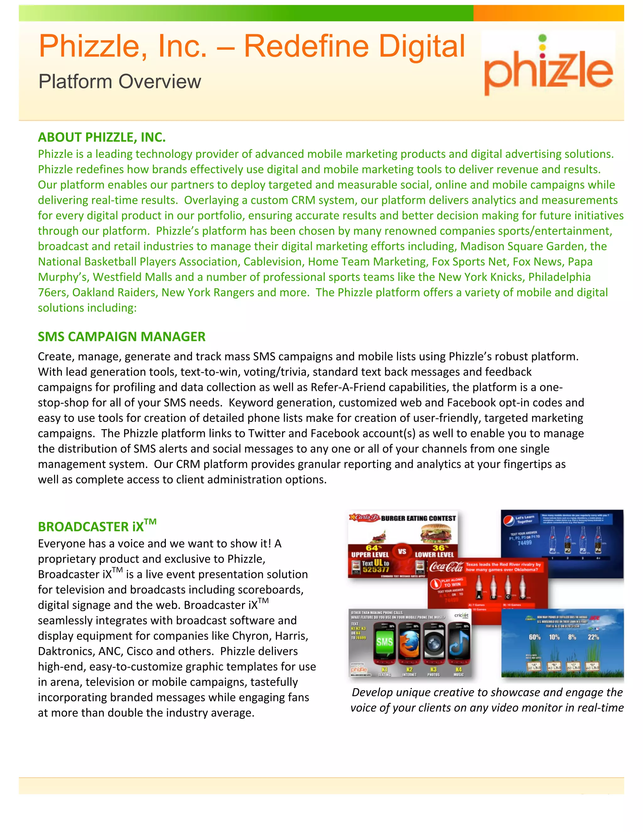 Phizzle Phizzle Platform Overview 2012 | PDF