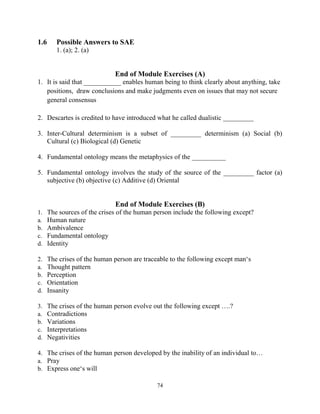 Philosophical Anthropology lecture notes | PDF