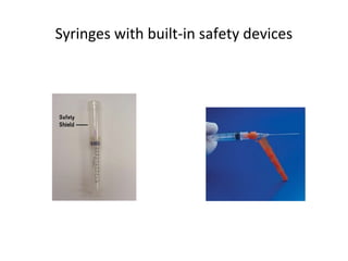 Syringes with built-in safety devices
 