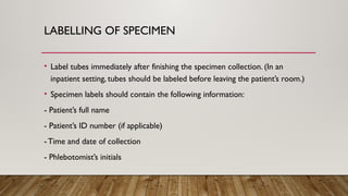 Specimen Initals Phlebotomy Lecture by Lorenzo Rodrigo A. Jamer | PPTX