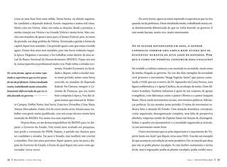 criou-se uma base bem mais sólida. Dessa forma, na eleição seguinte,

De certa forma, agora eu estou repetindo a experiência que eu tive

fui candidato a deputado federal. Foram cinquenta e tantos mil votos.

quando saí da prefeitura. Estou estudando muito, trabalhando numa coi-

Muito voto em Vitória. Aliás, em todas as eleições, desde a primeira, a

sa absolutamente diferenciada do que eu vinha fazendo no governo. E

minha votação em Vitória e na Grande Vitória é muito forte. Não con-

está sendo bacana, muito rico, muito interessante.

cluí esse mandato de quatro anos para a Câmara Federal, pois, no meio
do período, me elegi prefeito de Vitória. Terminada a gestão à frente da
capital, fiquei sem mandato. Um período igual a este que estou vivendo

Ao se eleger g overnad or e m 2 0 02, o senhor

agora. Foram dois anos sem mandato, pois não havia reeleição naque-

conseguiu for m ar um a a mpl a ba se aliada que se

la época. Elegemos o sucessor, e fui trabalhar como diretor da área so-

sustentou dur ante o s oito ano s de g overno . Por

cial do Banco Nacional do Desenvolvimento (BNDES). Fiquei um ano

que e como foi p o ssí vel construir e ssa coaliz ão?

lá, numa experiência profissional muito rica. Pude voltar a estudar economia. Estudei Economia na facul-

Na verdade a coalizão começou a ser montada na sociedade, muito antes

De certa forma, agora eu estou repe-

dade e, depois, voltei a estudar mui-

da minha chegada ao governo. Eu vou dar dois exemplos da sociedade

tindo a experiência que eu tive quan-

to nesse período, assim como havia

civil: primeiro o movimento “Reage Espírito Santo”, que nasceu conec-

do saí da prefeitura. Estou estudando

ocorrido no mandato de deputado

tando a OAB, que era o centro, do Dr. Agesandro da Costa Pereira, uma

muito, trabalhando numa coisa abso-

federal. Na Câmara, integrei a Co-

figura emblemática, e a Igreja Católica, do arcebispo de então, Dom Sil-

lutamente diferenciada do que eu vi-

missão de Finanças, que era muito

vestre Scandian. Também tínhamos o apoio de um conjunto de igrejas

nha fazendo no governo. 

bem composta à época. Vou dar al-

evangélicas, com lideranças como o pastor Oliveira e o pastor Joaquim

guns nomes que estavam lá: Rober-

Beato. Havia ainda movimentos sociais, movimentos políticos, lideran-

to Campos, Delfim Netto, José Serra, Francisco Dornelles, César Maia,

ças políticas. Eu era senador nesse período. O nome do movimento in-

Aloizio Mercadante. Então, tive de correr muito atrás. Nesses anos, tra-

dicava bem a situação do Estado. Uma situação dramática: corrupção,

balhei com gente muito qualificada, com um corpo técnico muito bem

crime organizado, desorganização completa, uma falta de perspectiva

montado do BNDES. Foi muito rica essa experiência.

absoluta, empresas saindo do Espírito Santo em função de chantagens.

Depois disso, eu me desincompatibilizei do BNDES para vir disputar o Governo do Estado. Vim muito bem avaliado em pesquisas,

Enfim, o quadro era insustentável, e a sociedade organizada já articulava um movimento muito forte.

mas perdi a convenção do PSDB. Depois, o partido me chamou para
ser candidato a senador. Fui para o Senado, mas também não concluí

pírito Santo em Ação”, que depois virou uma ONG. Vou dar um exemplo

o mandato. Dos oito anos previstos, fiquei quatro, pois saí para a dis-

do que acontecia com relação ao meio produtivo. Fez-se uma lei que dizia

puta do Governo do Estado, à frente do qual fiquei oito anos como go-

que não se podia plantar eucalipto. Eu não lembro exatamente o termo

vernador (2003-2010).
28

Outro movimento que eu acho importante é o nascimento do “Es-

da lei, mas é engraçado: podia-se plantar eucalipto, podia vender euca-

Recortes

Paulo Hartung

Cap.1

Entre Gerações

29

 