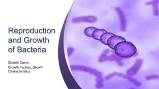 Reproduction
and Growth
of Bacteria
Growth Curve,
Growth Factors, Growth
Characteristics
 