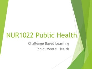 NUR1022 Public Health
Challenge Based Learning
Topic: Mental Health

 