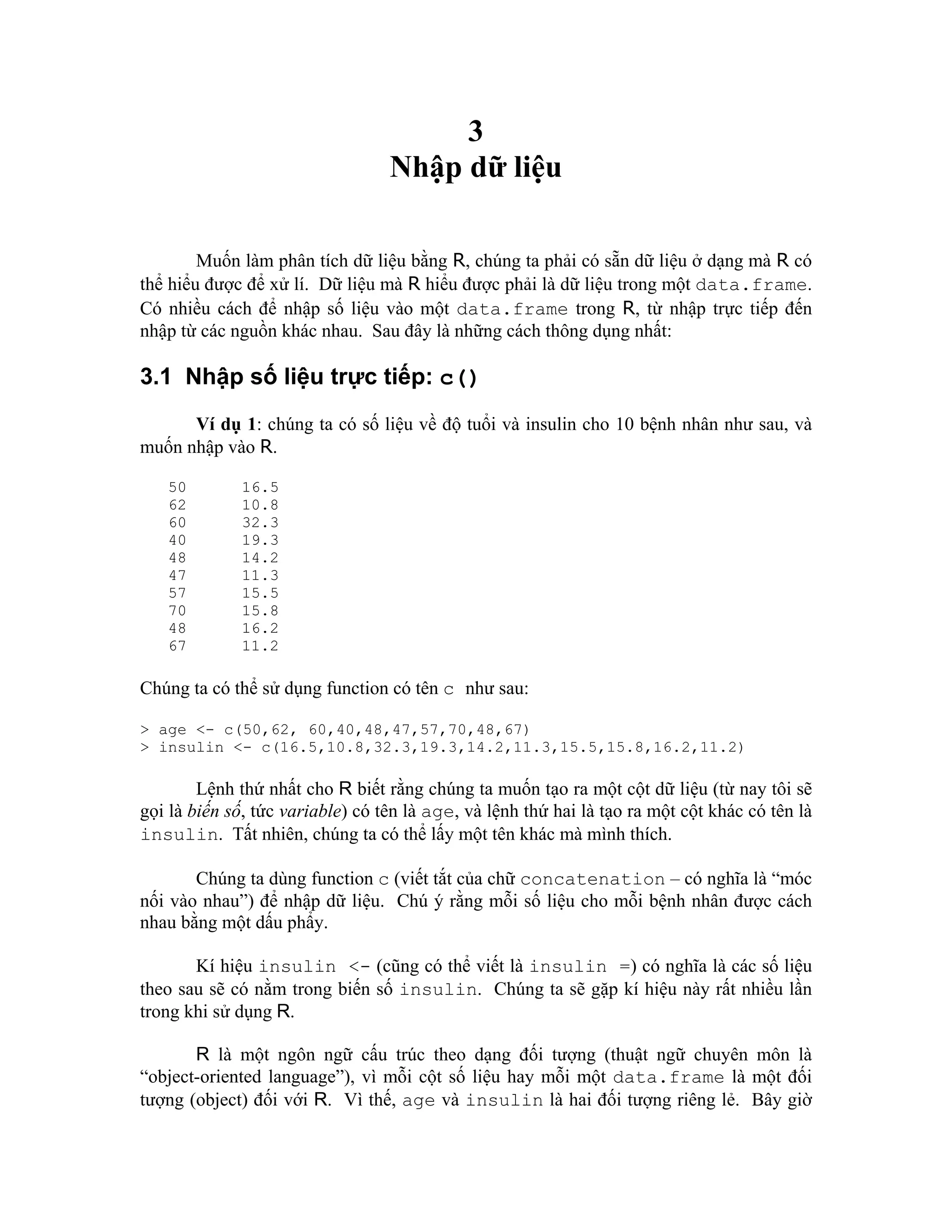 Tài Liệu ngôn ngữ R dùng trong phân tích dữ liệu, xác suất thống kê | PDF
