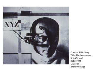 Creator: El Lissitzky
Title: The Constructor,
Self- Portrait
Date: 1924
Material:
photomontage
 