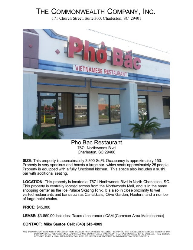 Pho Bac Restaurant 7671 Northwoods Blvd Charleston Sc 29406