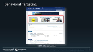 21Source: PhoCusWright White Paper The Changing Dimensions and Benefits of Personal, Relevant Travel Experiences
© 2014 Phocuswright Inc. All Rights Reserved.
Behavioral Targeting
 +3.51% lift in conversion
 