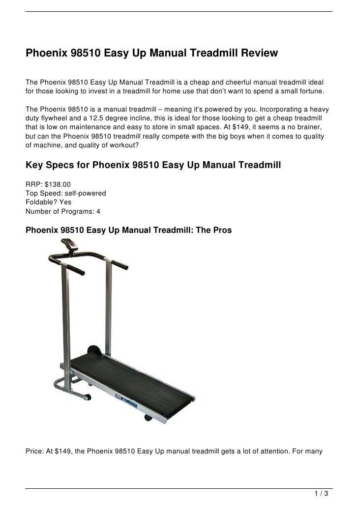 Phoenix 98510 Easy Up Manual Treadmill Review
