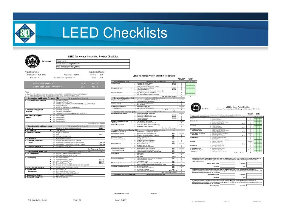 Leed for homes simplified project checklist Leed for homes simplified project checklist