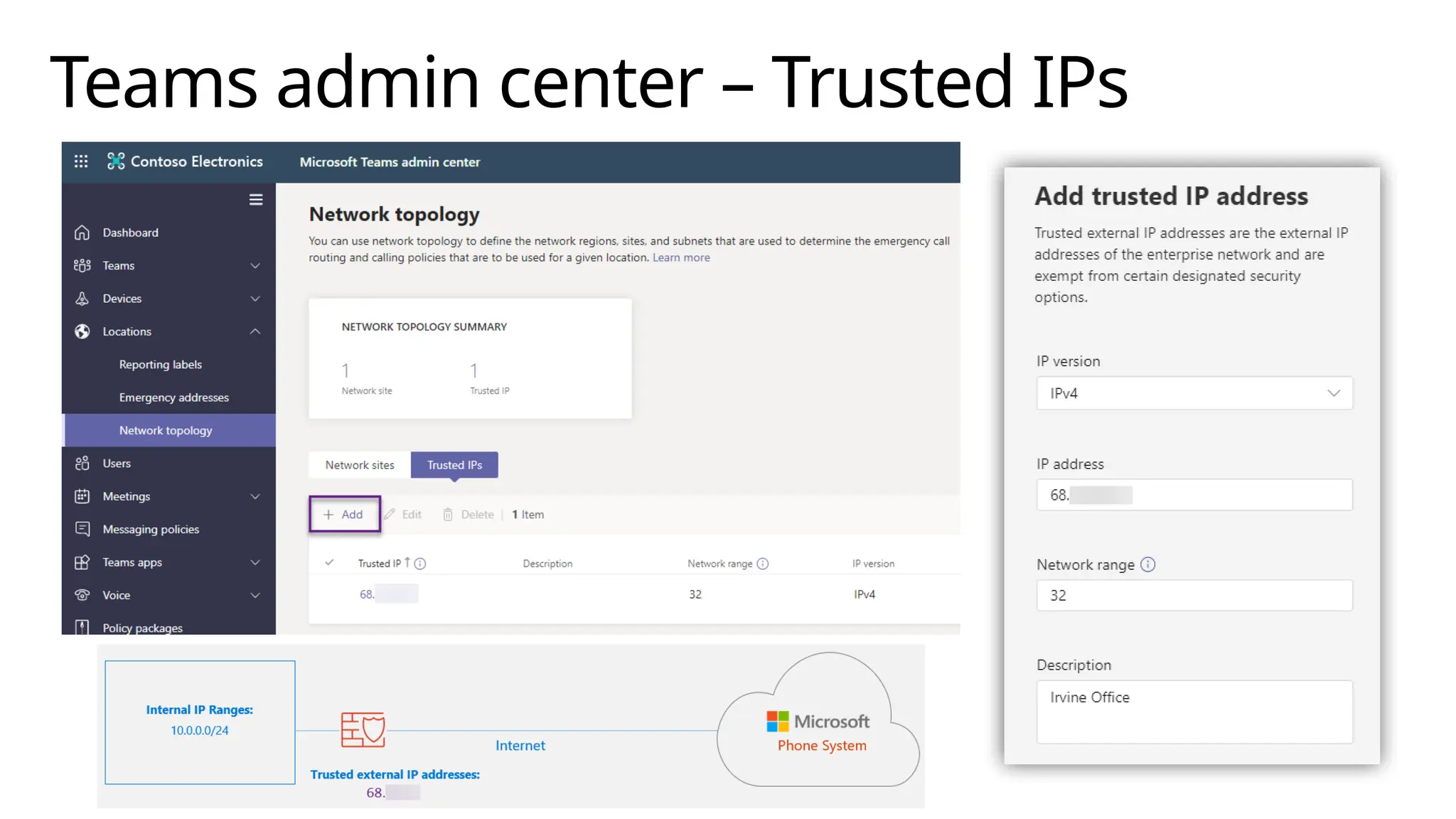 Teams admin center – Trusted IPs
 