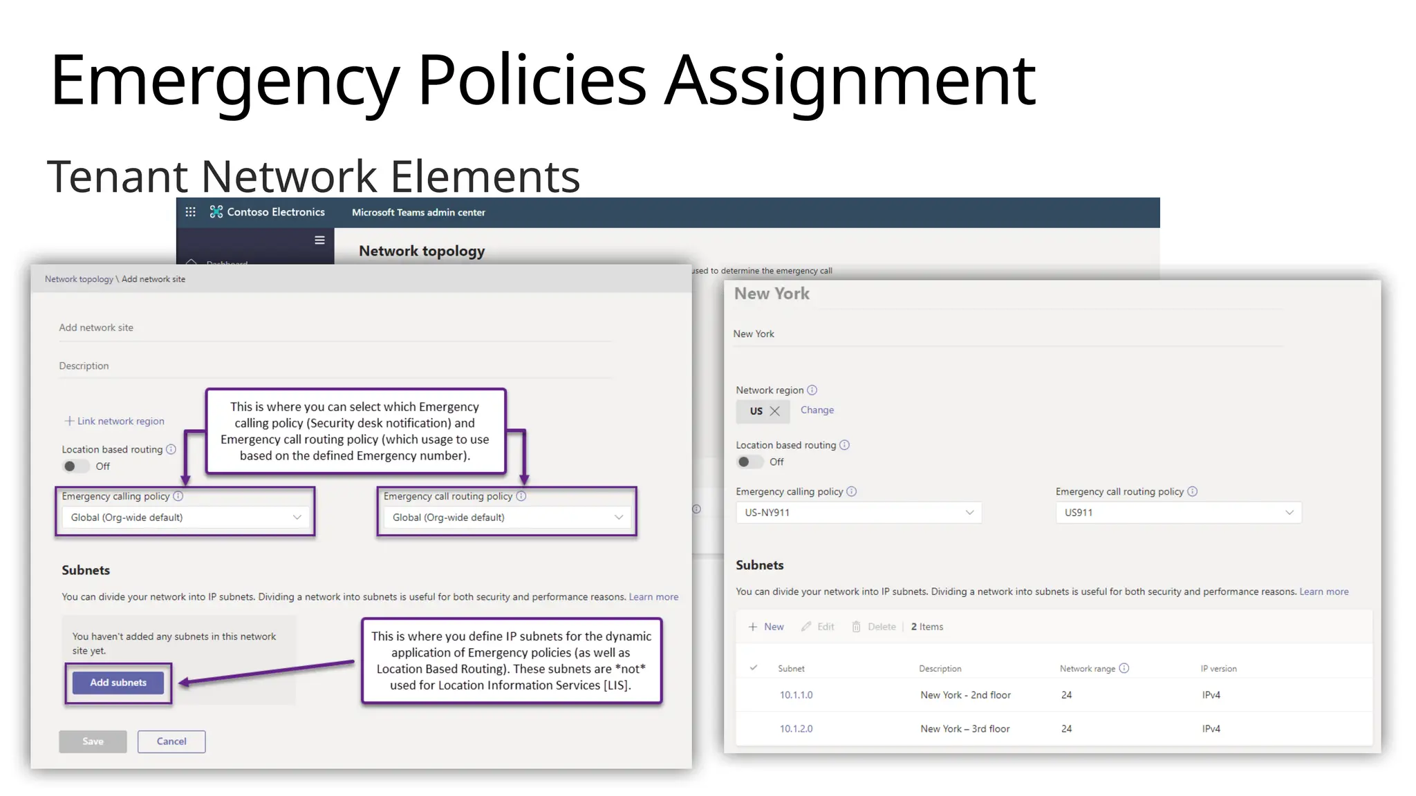 Emergency Policies Assignment
Tenant Network Elements
 