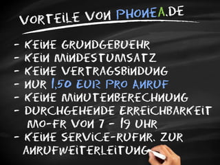 Vorteile von phonea.de Keine Grundgebuehr