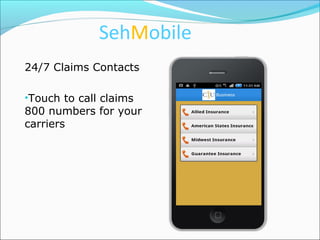Phone app for insurance customers