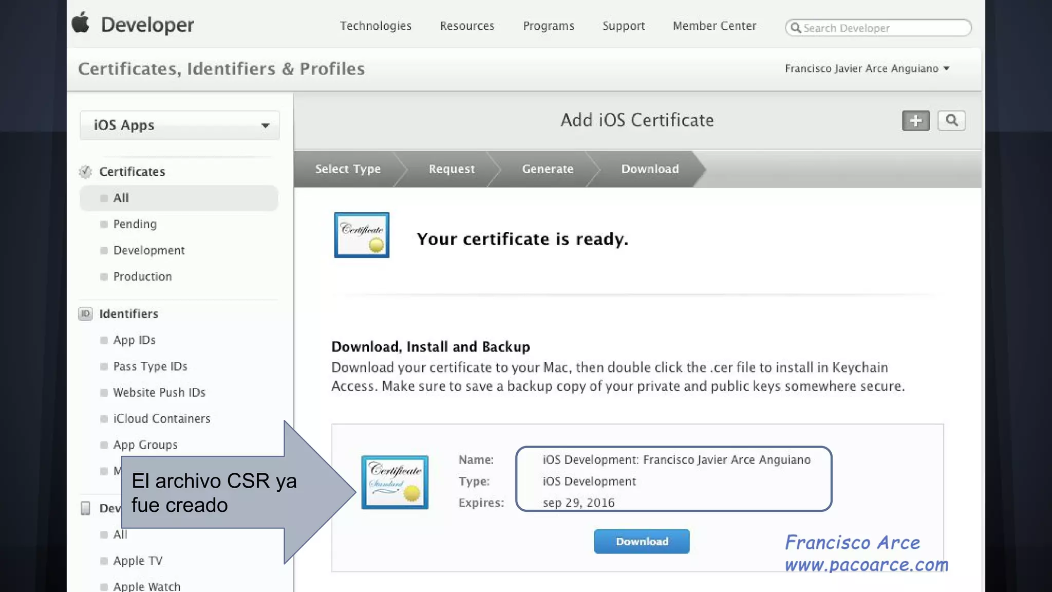 El archivo CSR ya
fue creado