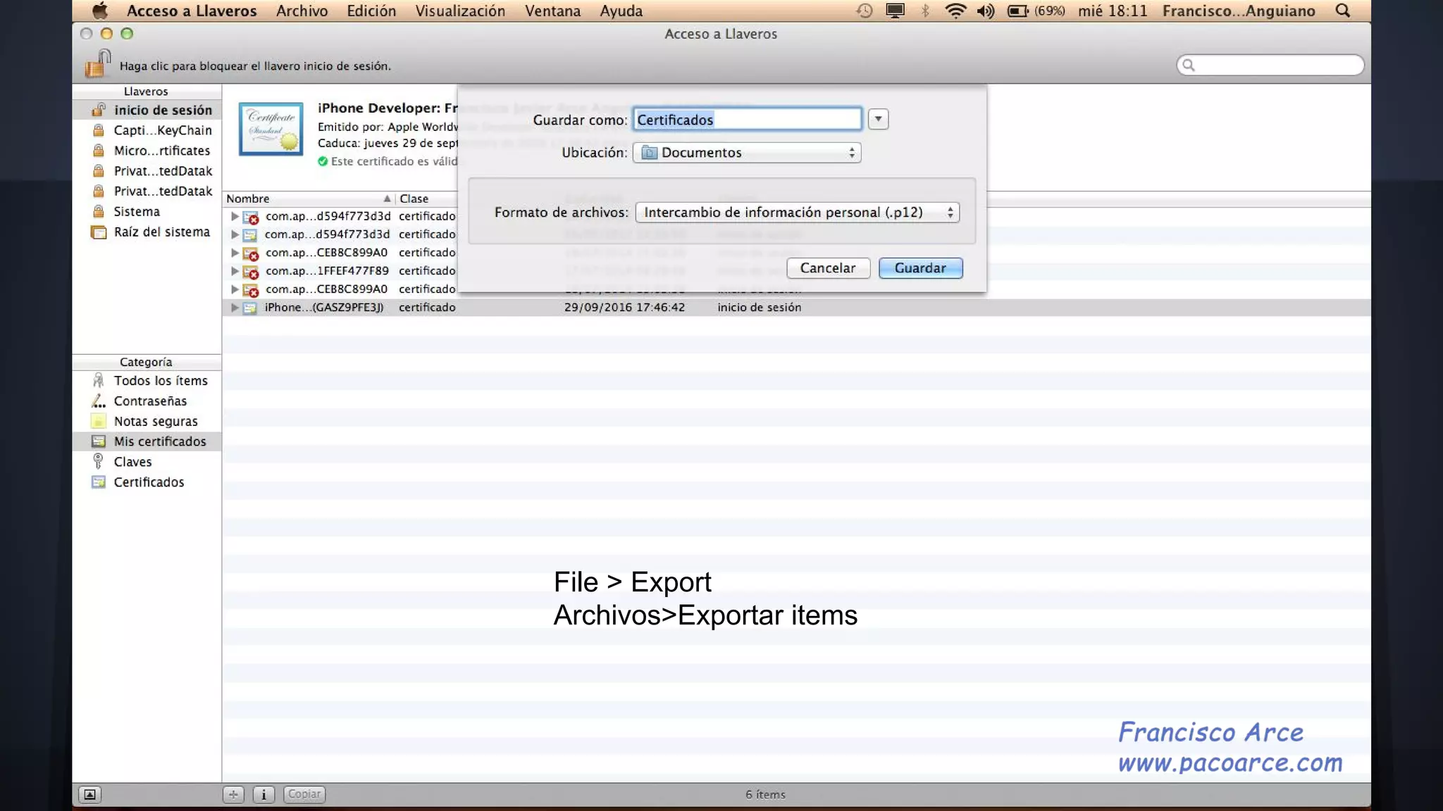 File > Export
Archivos>Exportar items