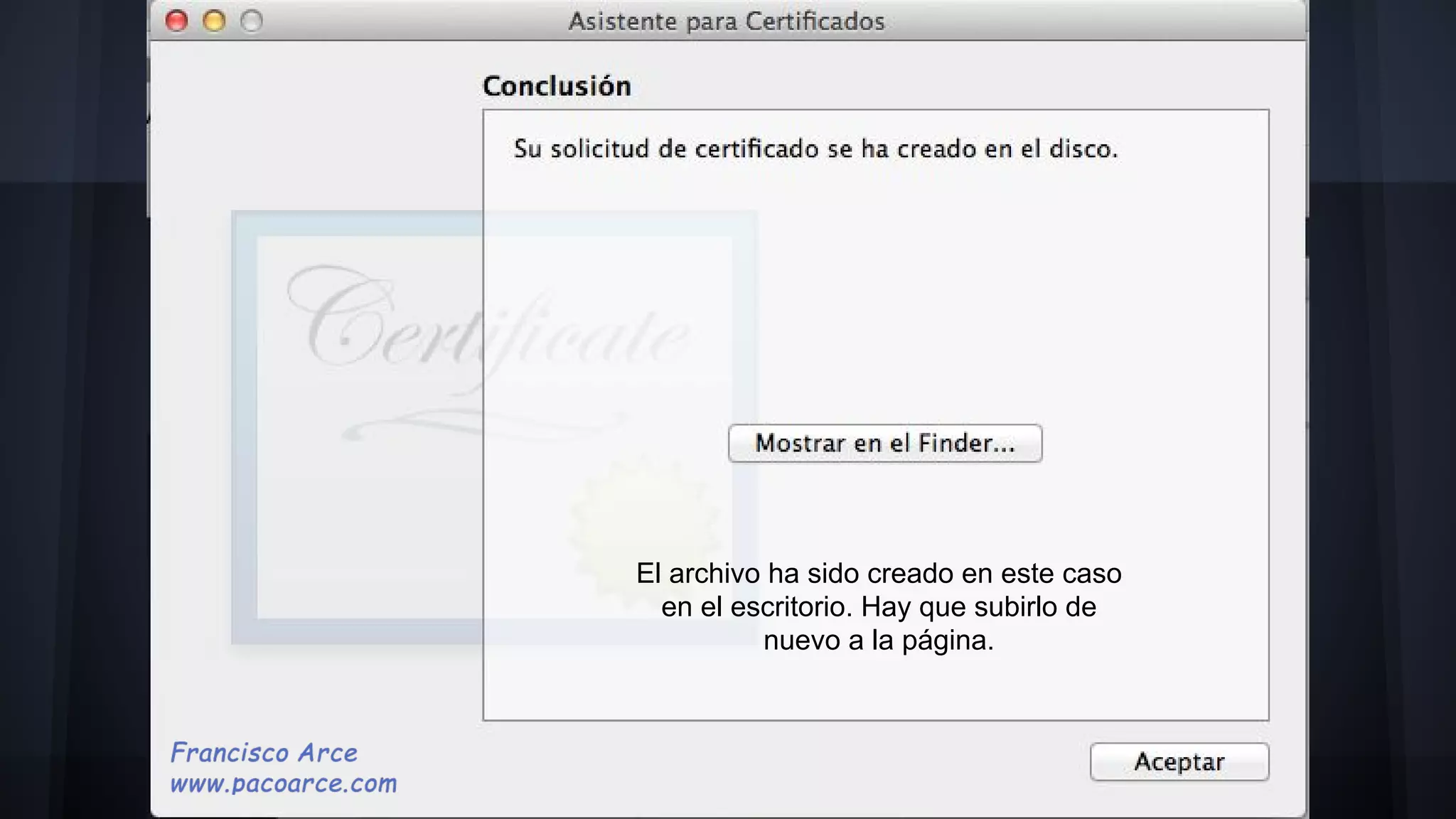 El archivo ha sido creado en este caso
en el escritorio. Hay que subirlo de
nuevo a la página.
