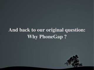 And back to our original question: Why PhoneGap ? 