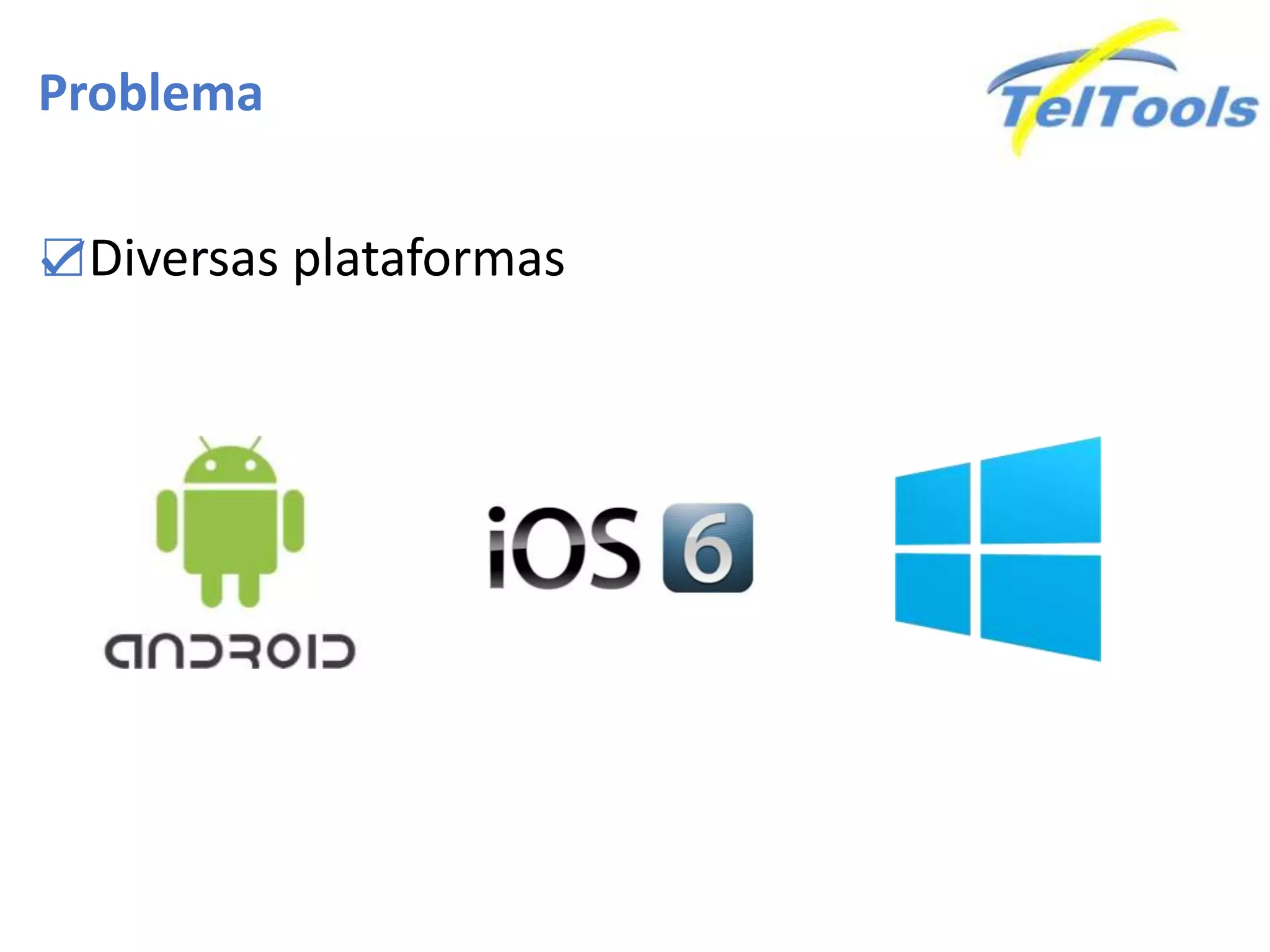 Problema
☑Diversas plataformas
 