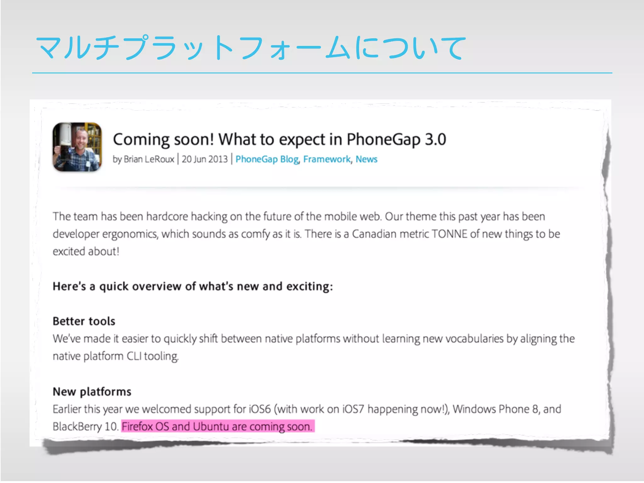マルチプラットフォームについて
 