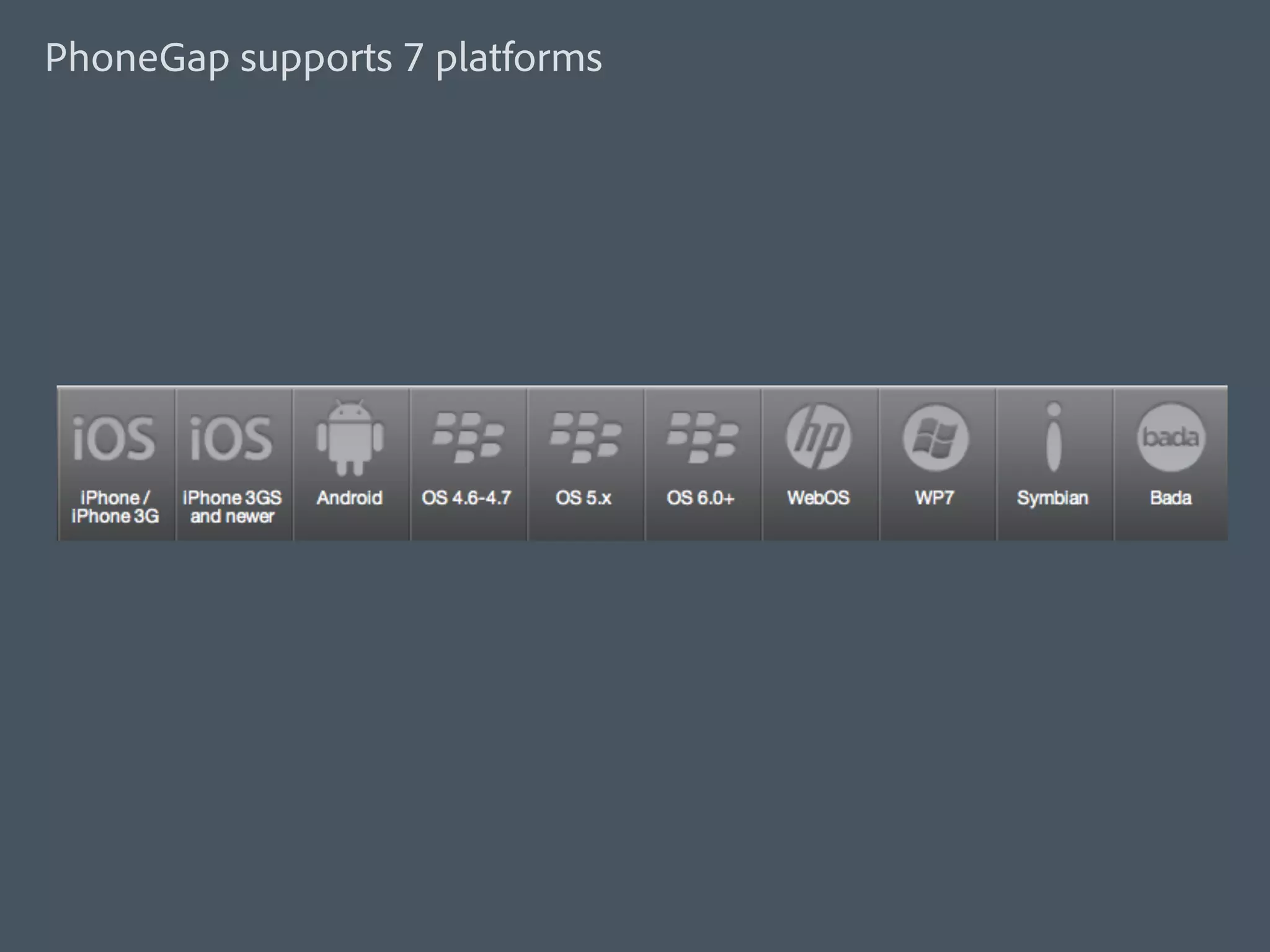 PhoneGap supports 7 platforms
 