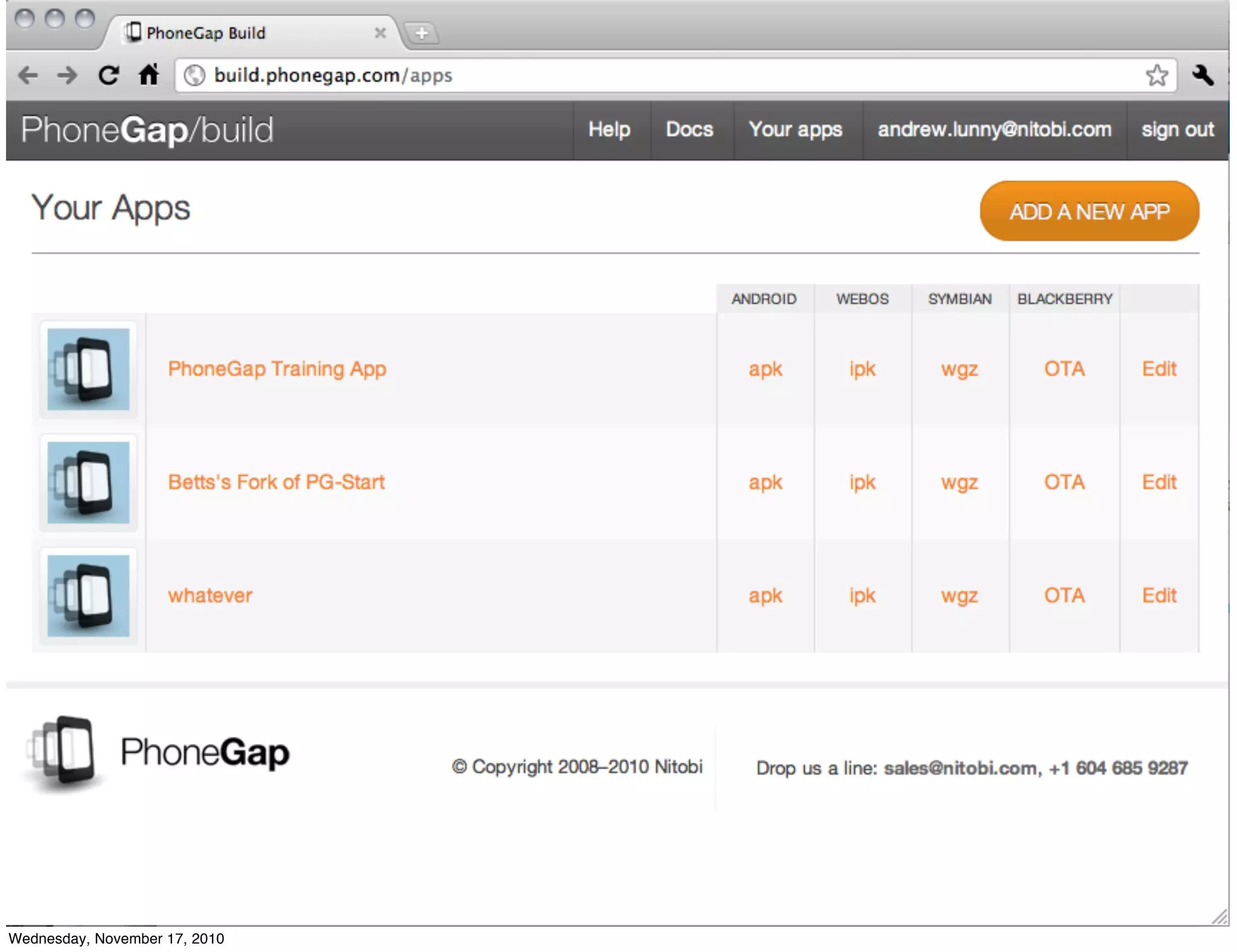 Wednesday, November 17, 2010
 