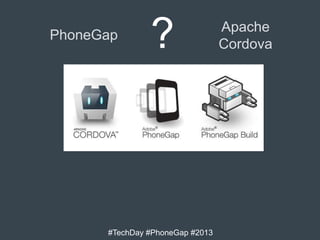 PhoneGap

?

#TechDay #PhoneGap #2013

Apache
Cordova

 