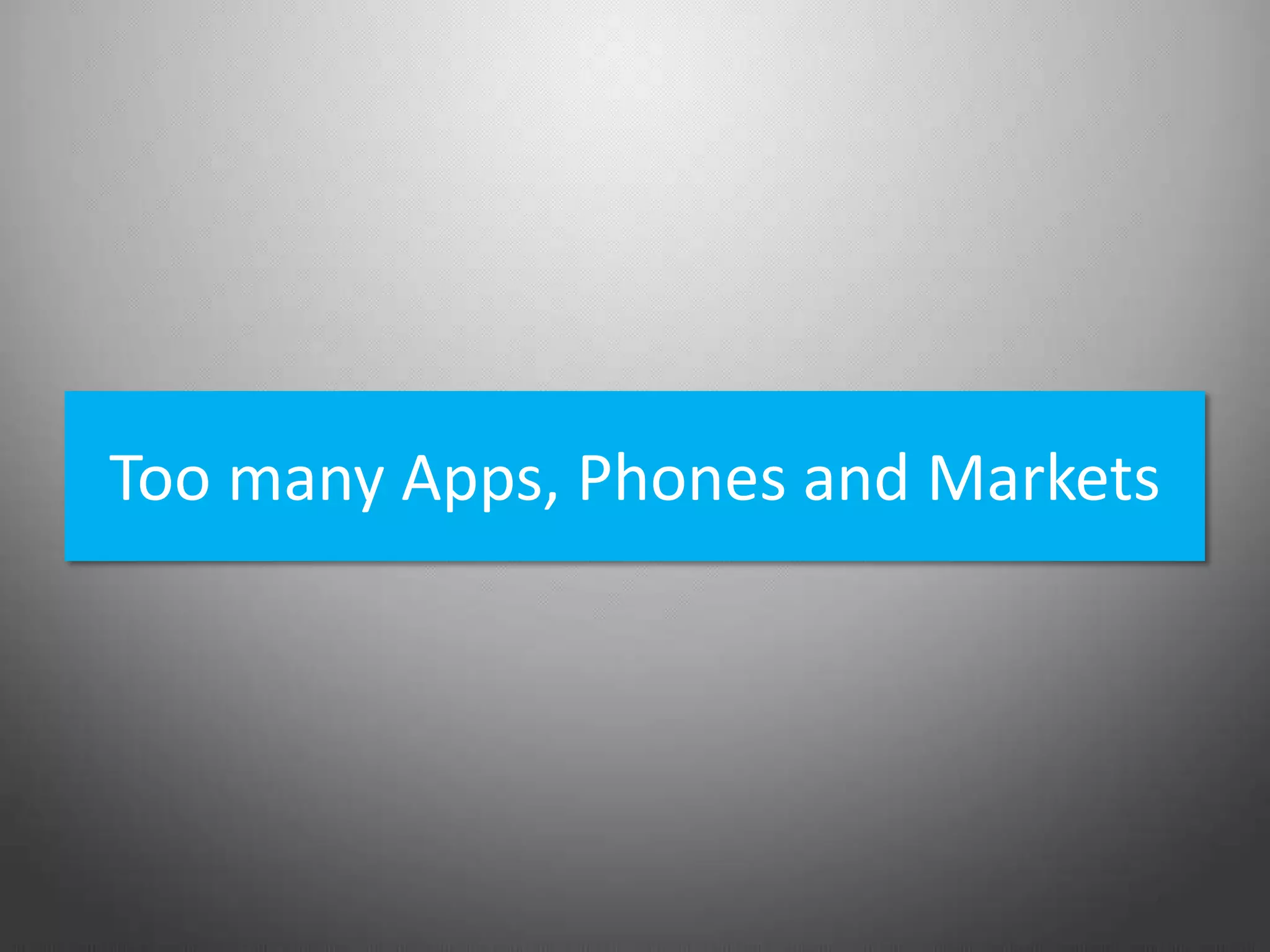 Too many Apps, Phones and Markets