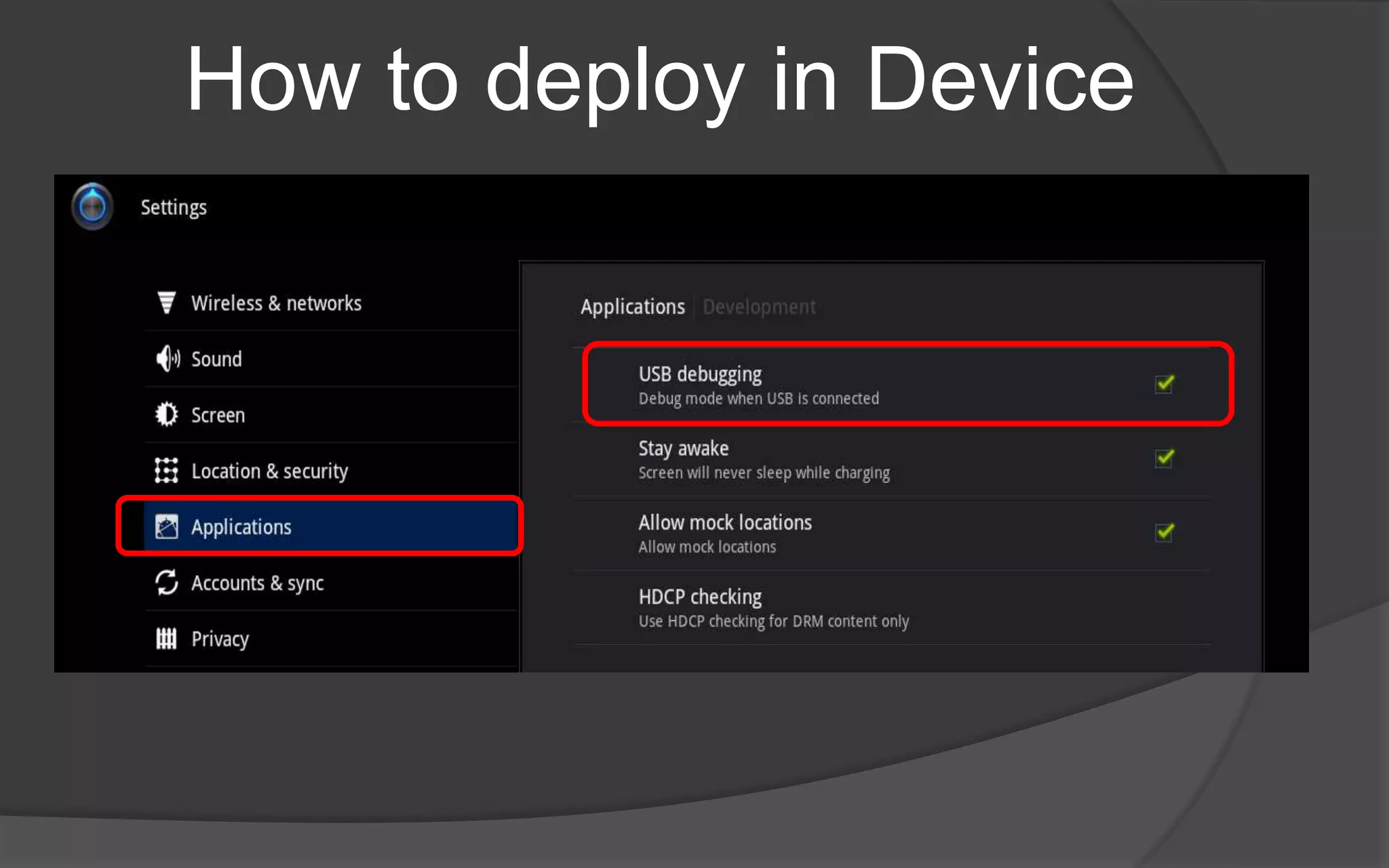 Notification (continue..)function onDeviceReady() {				// do your thing!navigator.notification.alert(”Phonegap is working");			}