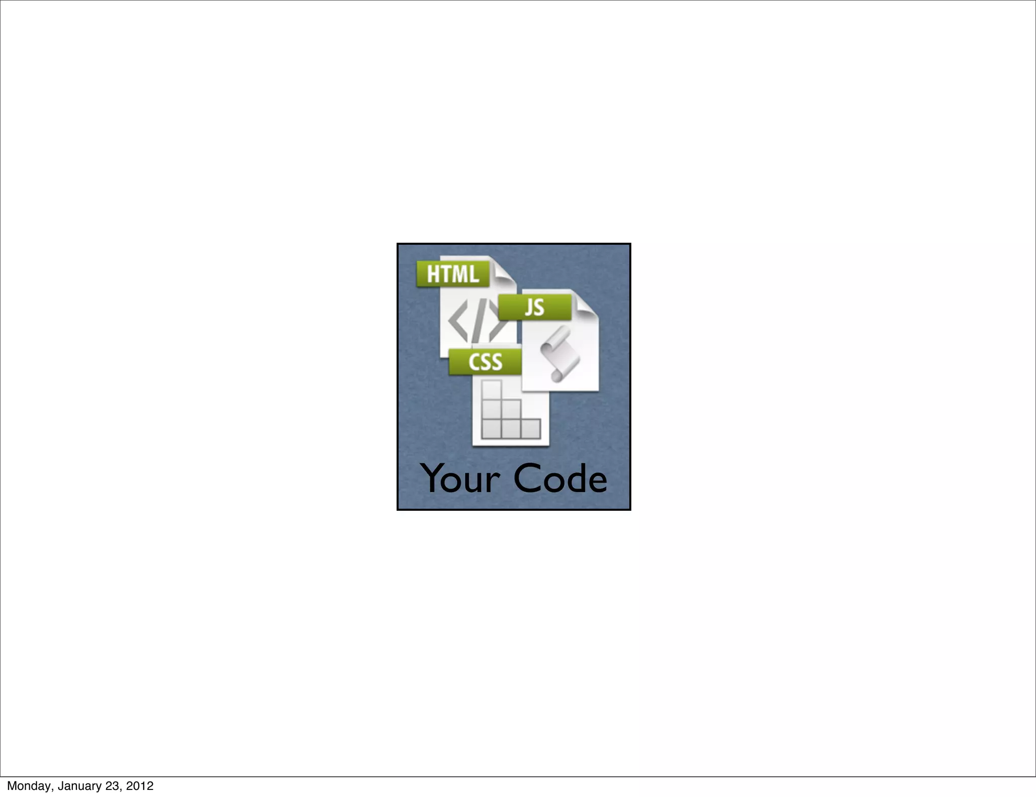 Your Code




Monday, January 23, 2012
 