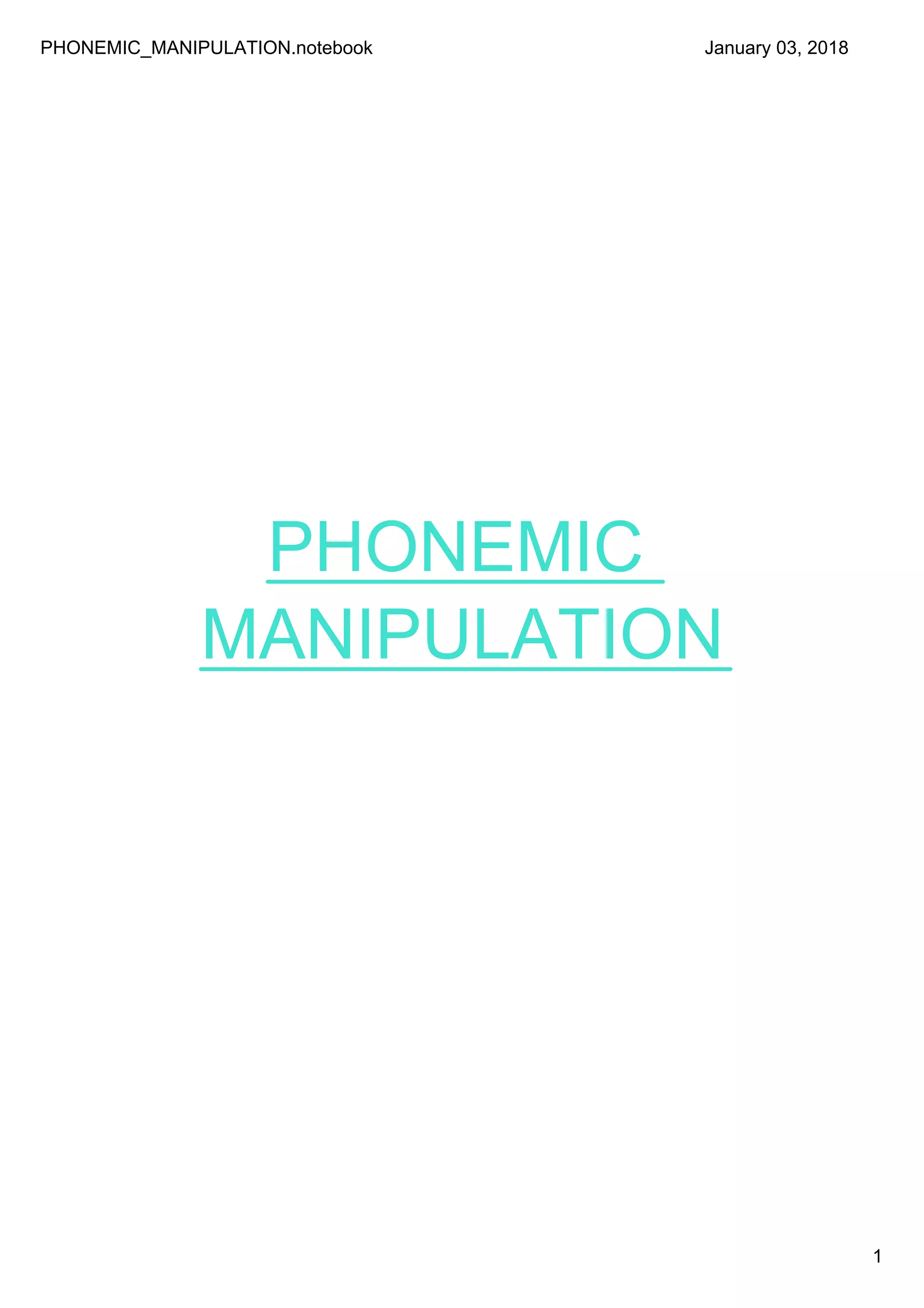 Phonemic manipulation pdf | PDF