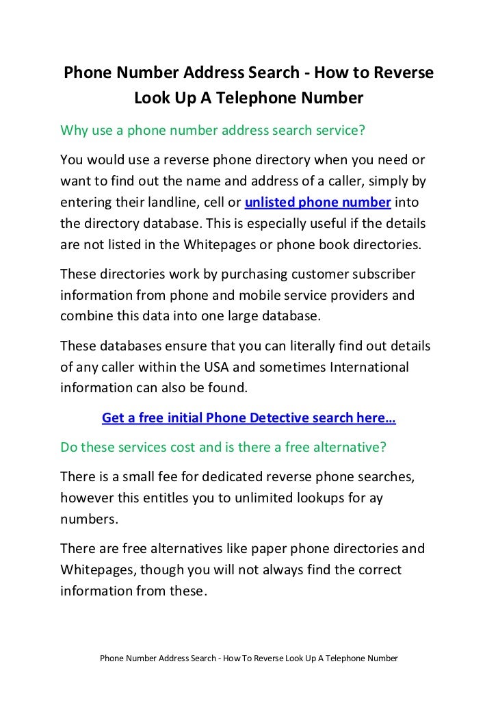 how to search address using phone number