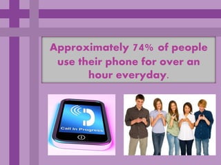 Approximately 74% of people
 use their phone for over an
       hour everyday.
 