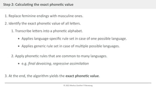 Step 2: Calculating the exact phonetic value
1. Replace feminine endings with masculine ones.
2. Identify the exact phonet...