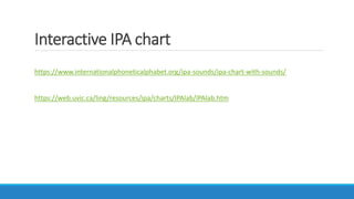 Interactive IPA chart
https://www.internationalphoneticalphabet.org/ipa-sounds/ipa-chart-with-sounds/
https://web.uvic.ca/ling/resources/ipa/charts/IPAlab/IPAlab.htm
 