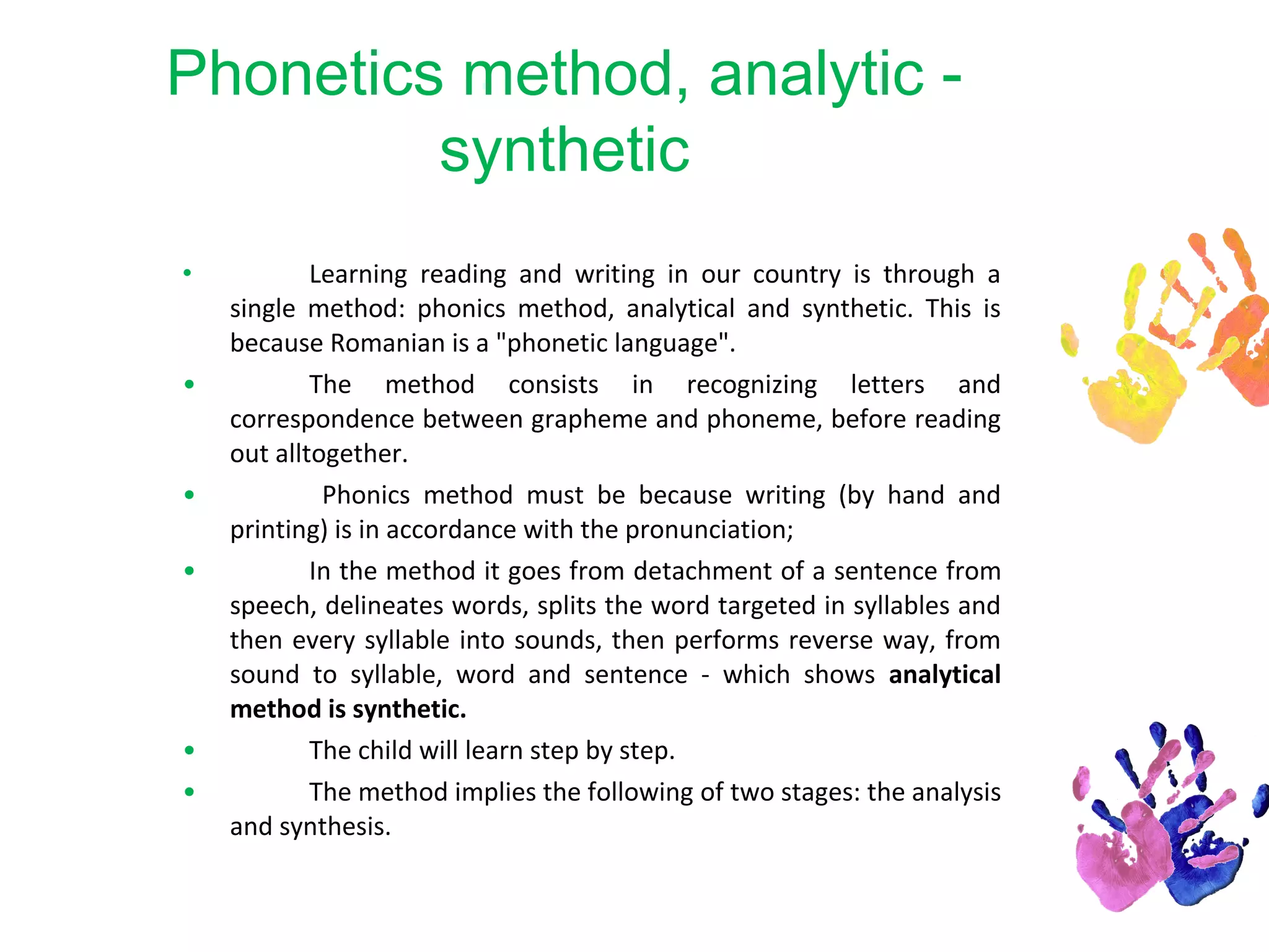 Analytic Synthetic Method