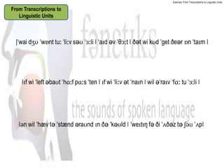 Exercise: From Transcriptions to Linguistic Units

From Transcriptions to
   Linguistic Units
 