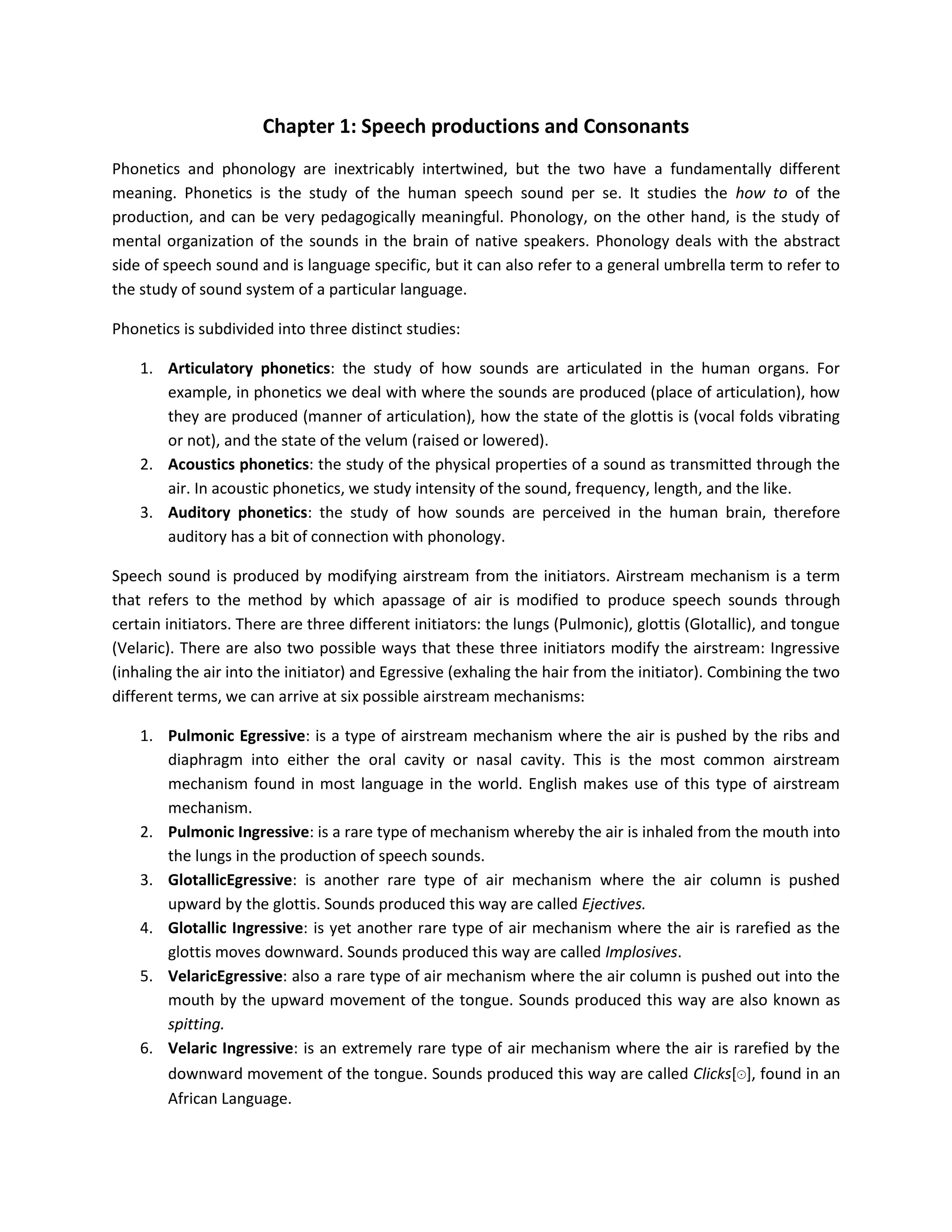 Phonetics and Phonology: Consonants | DOCX
