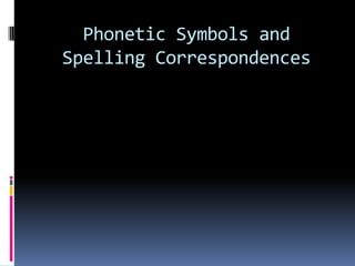 Phonetic Symbols and
Spelling Correspondences
 
