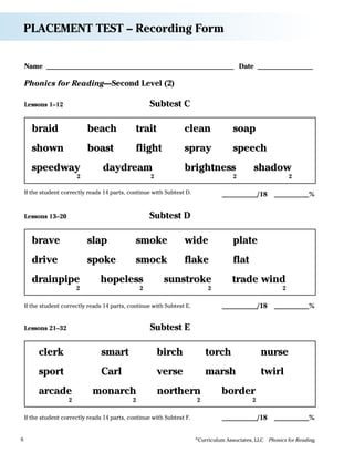 Phonics placementtst brochure | PDF