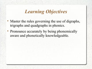 LL Lower Primary 1A - Digraphs and Trigraphs (o) | PPT