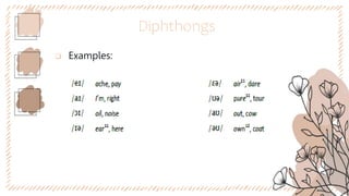Diphthongs
 Examples:
 