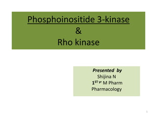 Phosphoinositide 3-kinase
&
Rho kinase
Presented by
Shijina N
1ST yr M Pharm
Pharmacology
1
 