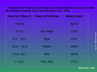 .  Producción de materia seca de pasturas consociadas de acuerdo a la clase de fertilidad fosfatada. Entre Ríos (Quintero ...