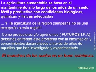La agricultura sustentable se basa en el mantenimiento a lo largo de los años de un suelo fértil y productivo con condicio...