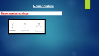 Nomenclature
Three membered rings
 