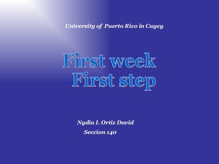 First week First step University of  Puerto Rico in Cayey Nydia I. Ortiz David Seccion 140 