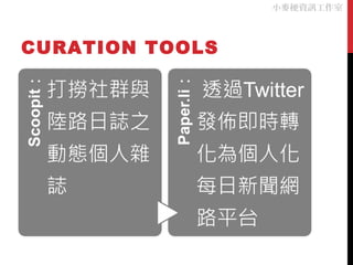 CURATION TOOLS
小麥梗資訊工作室
 
