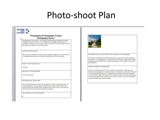 Photo-shoot Plan
 
