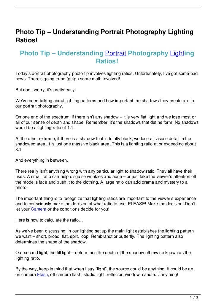 Photo Tip Understanding Portrait Photography Lighting Ratios!