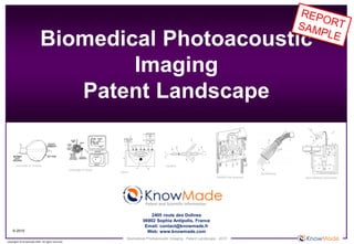 Biomedical Photoacoustic Imaging - Patent Landscape - 2015
© 2015
Copyrights © Knowmade SARL. All rights reserved.
Biomedical Photoacoustic
Imaging
Patent Landscape
Patent and Scientific Information
2405 route des Dolines
06902 Sophia Antipolis, France
Email: contact@knowmade.fr
Web: www.knowmade.com
University of Texas
University of Arizona
ENDRA Life Sciences
VisualSonics
Seno Medical Instruments
Canon
Volcano
 